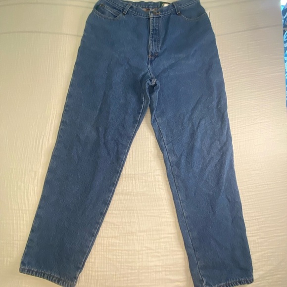 Women’s Cabelas Straight Leg Fleece Lined Insulated Jeans Blue Size 16 Regular - Picture 2 of 12